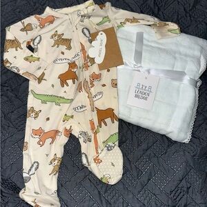 Angel Dear Cream Animal Print Footie